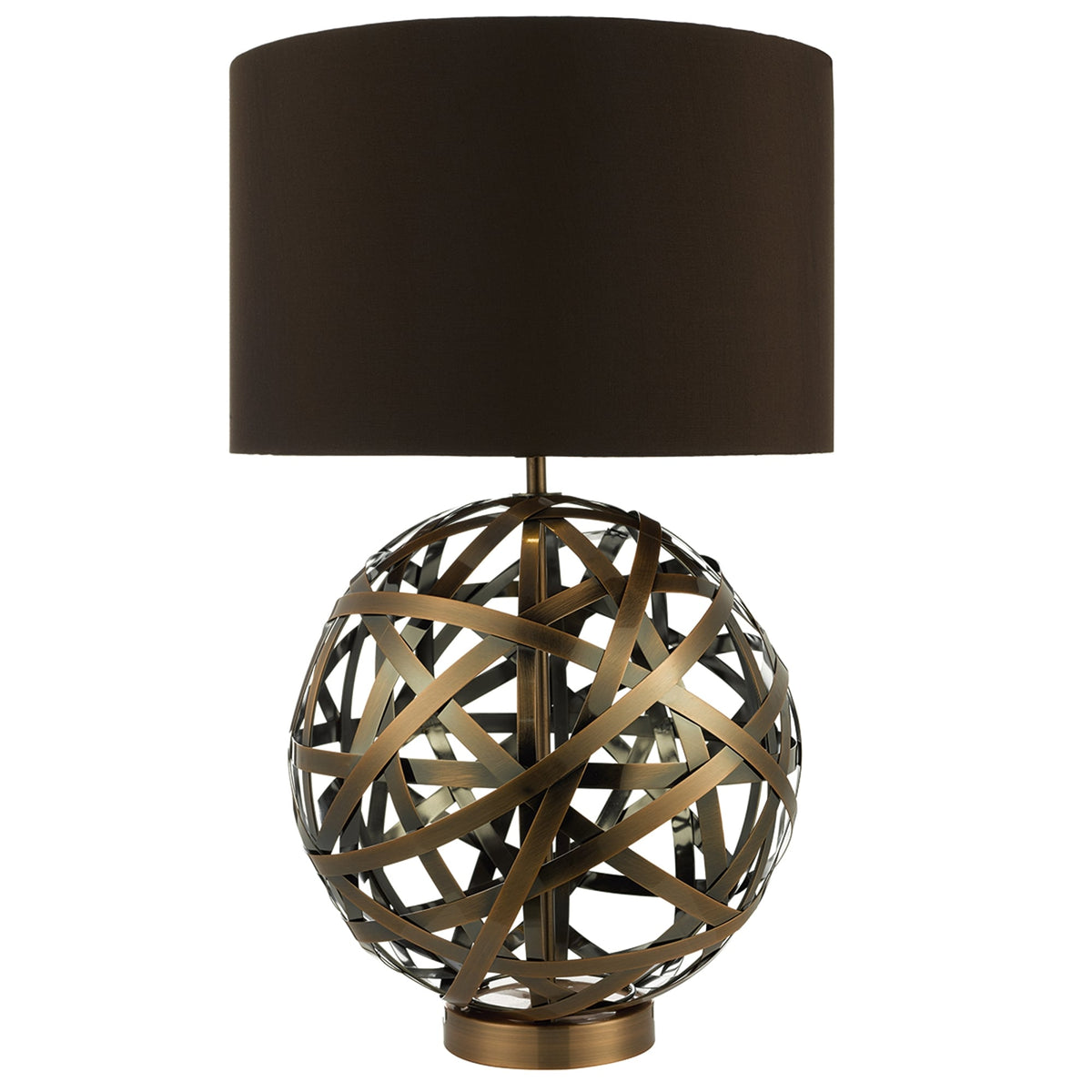 Voyage Table Lamp with Woven Antique Copper Bands