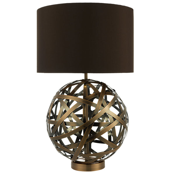 Voyage Table Lamp with Woven Antique Copper Bands
