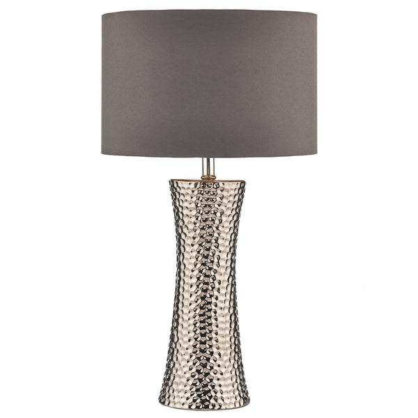 Bokara Table Lamp in Hammered Silver Metal Finish