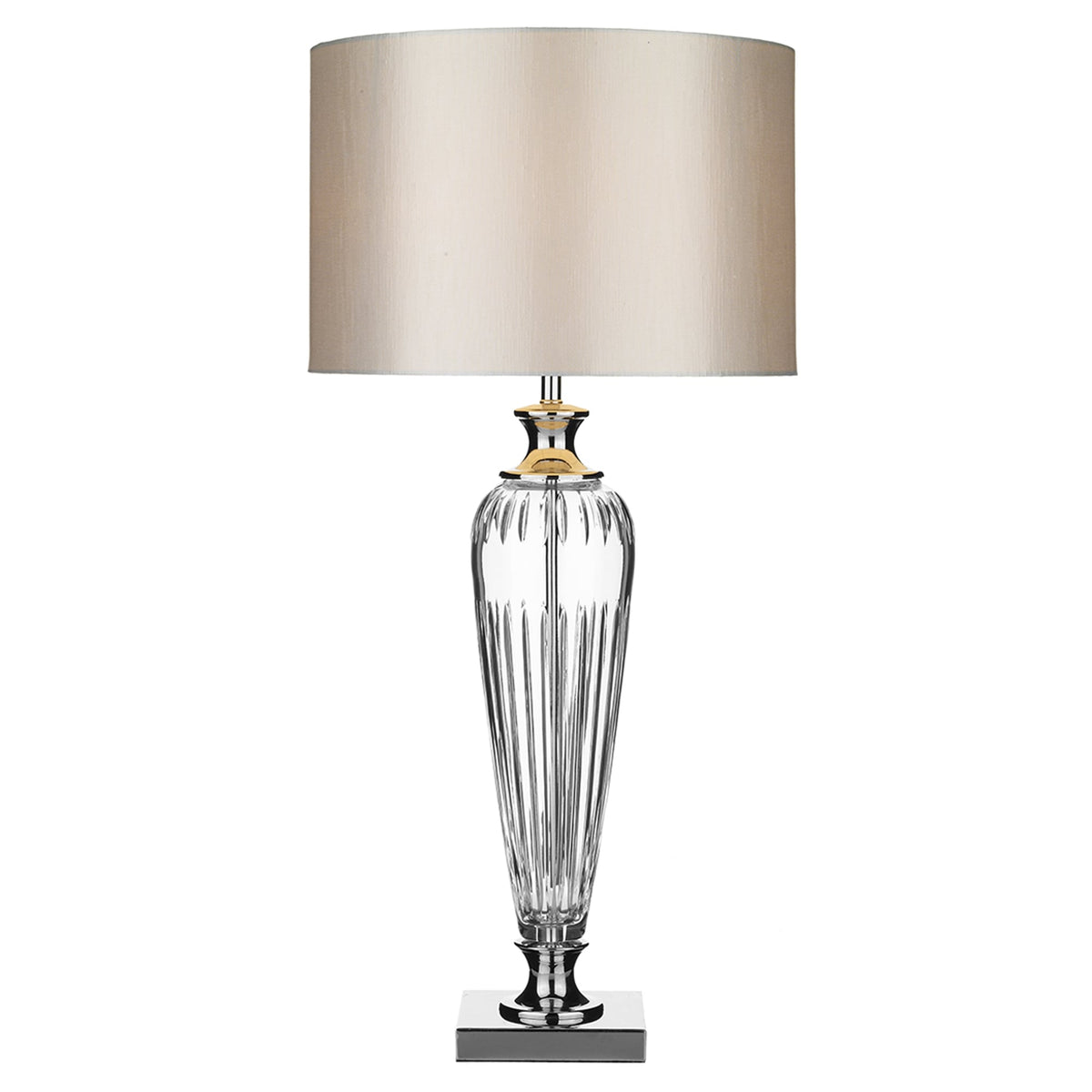 Hinton Table Lamp in Crystal Glass and Polished Chrome