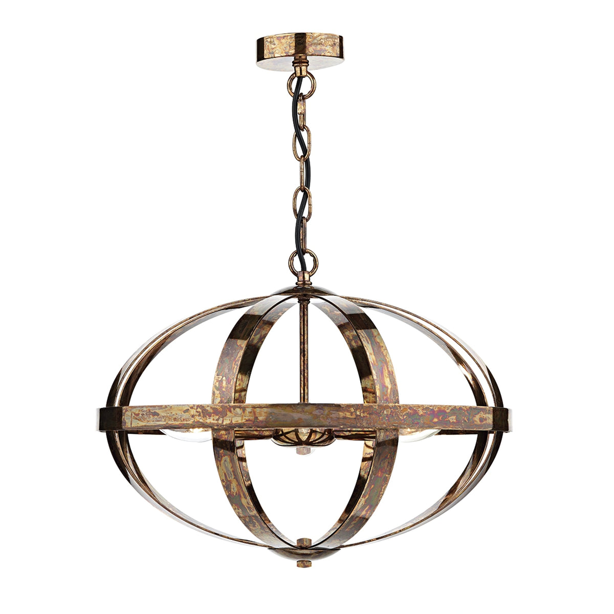 Symbol Triple Light Pendant in a Dappled Copper Finish