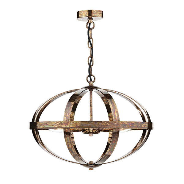 Symbol Triple Light Pendant in a Dappled Copper Finish