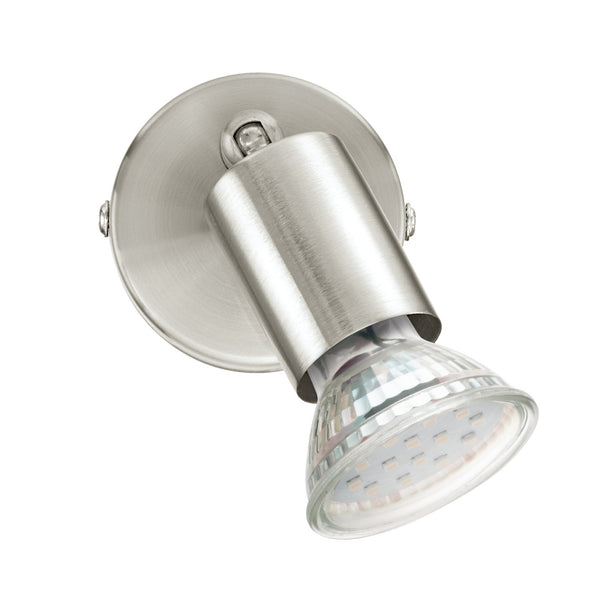 Buzz LED Single Adjustable Spotlight in Satin Nickel