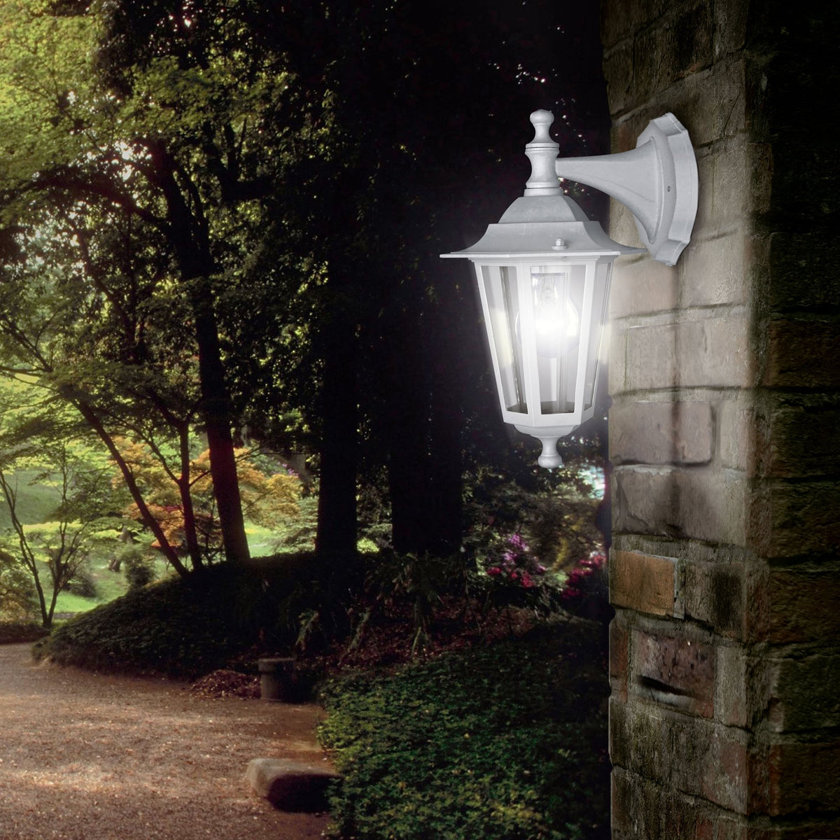 Laterna 5 White IP44 Exterior Cast Aluminium Down Wall Light