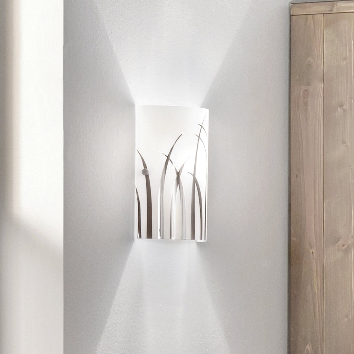 Rivato White Glass and Chrome Wall Light