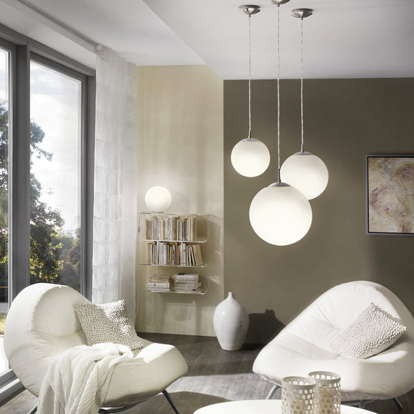 Rondo Small Opal White Glass Globe Pendant Light