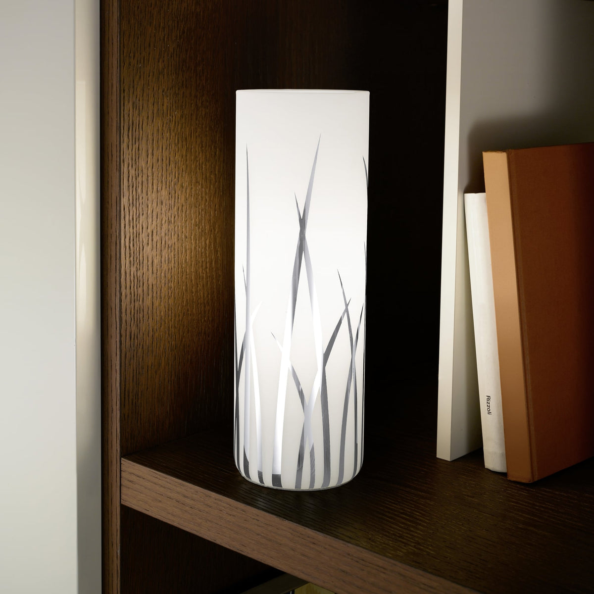 Rivato White Glass and Chrome Table Lamp
