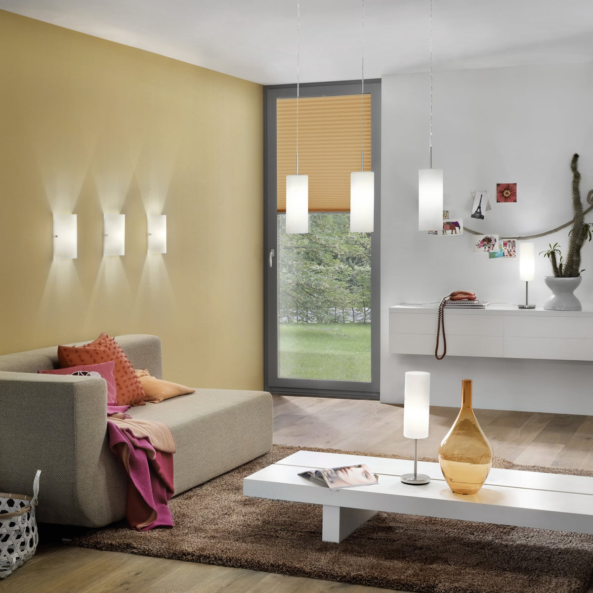 Troy 3 White Satinated Glass Table Light