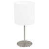 Pasteri Satin Nickel Table Lamp with a White Shade