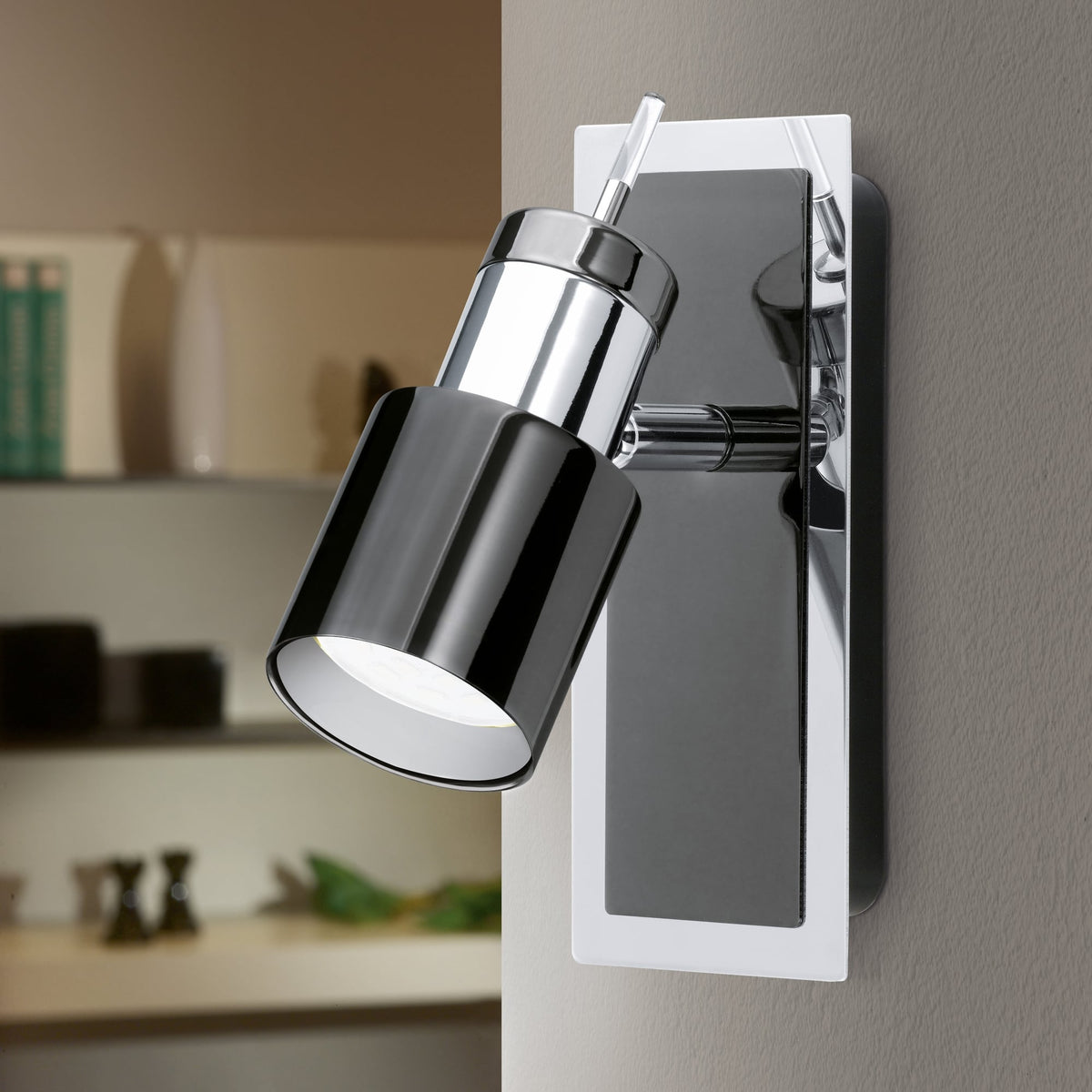 Davida 1 LED Single Spotlight in Black and Chrome