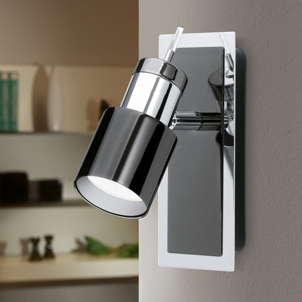 Davida 1 LED Single Spotlight in Black and Chrome
