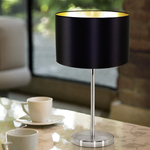 Maserlo Table Lamp with a Black and Gold Shade