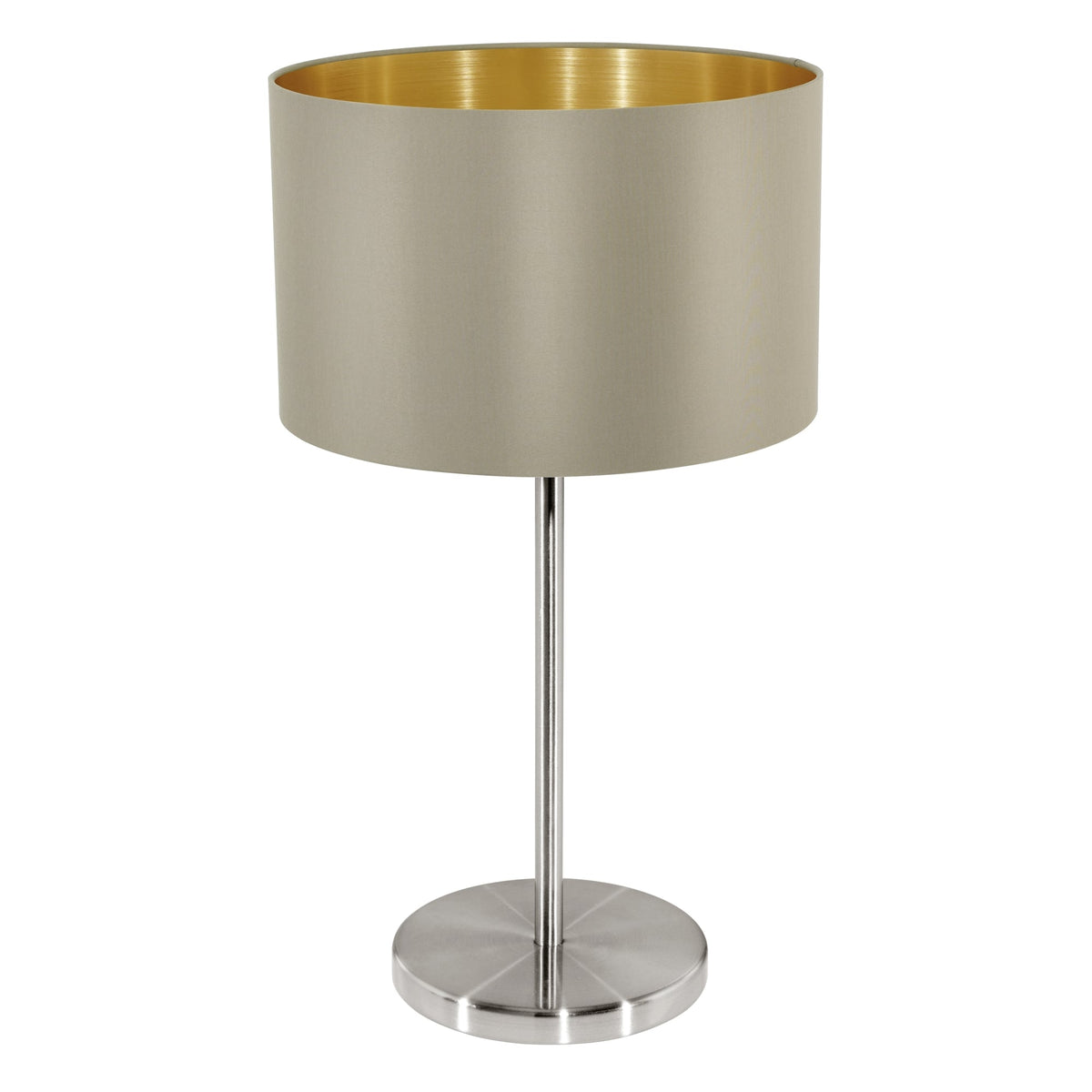 Maserlo Table Lamp with a Taupe and Gold Shade