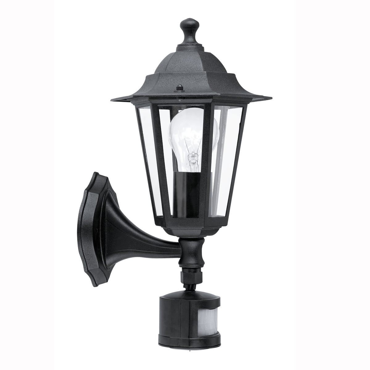 Laterna 4 Black PIR IP33 Exterior Cast Aluminium Up Wall Light