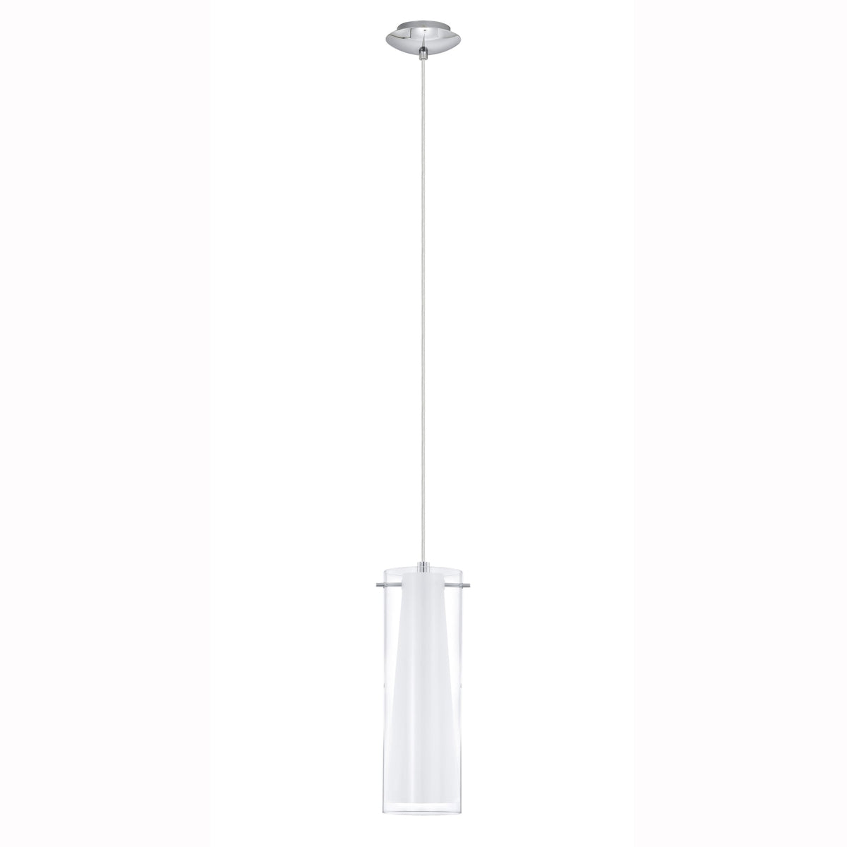 Pinto Single Drop Transparent and White Glass Pendant