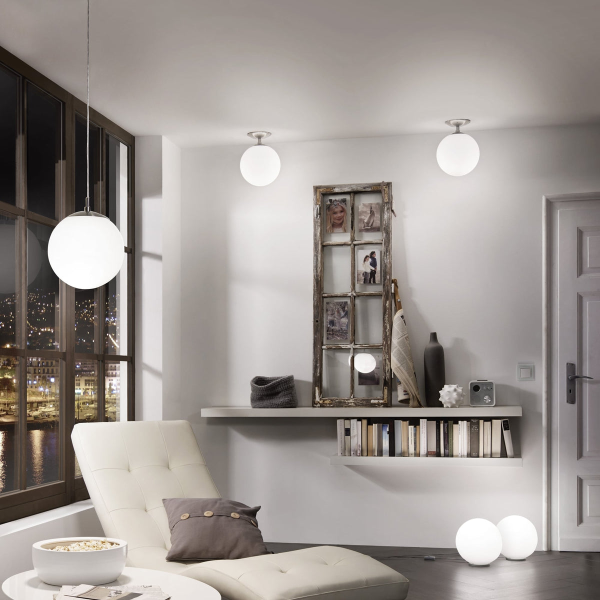 Rondo Opal White Glass Globe Ceiling Light