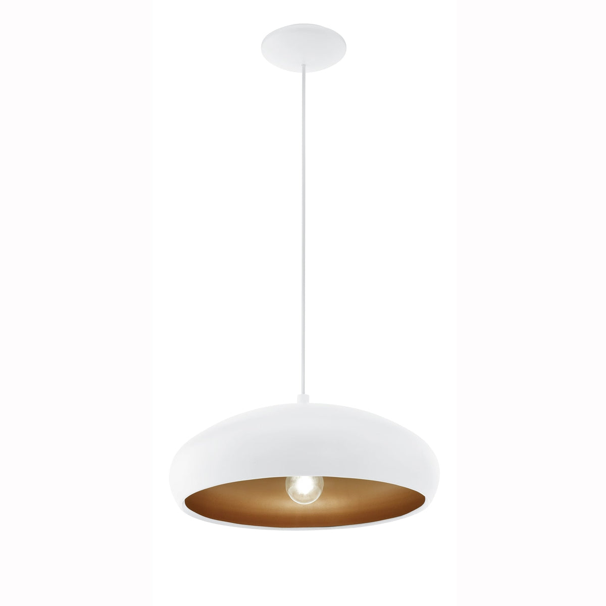 White and Copper Mogano 1 Pendant Light