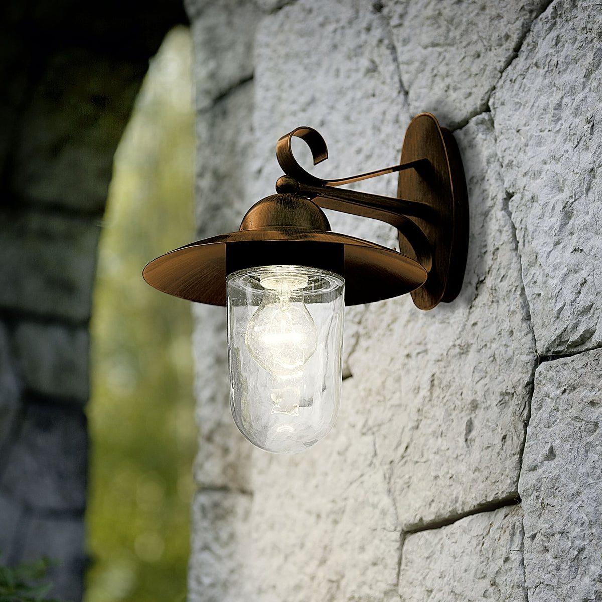 Milton Outdoor IP44 Antique Brown Galvanised Steel Wall Light