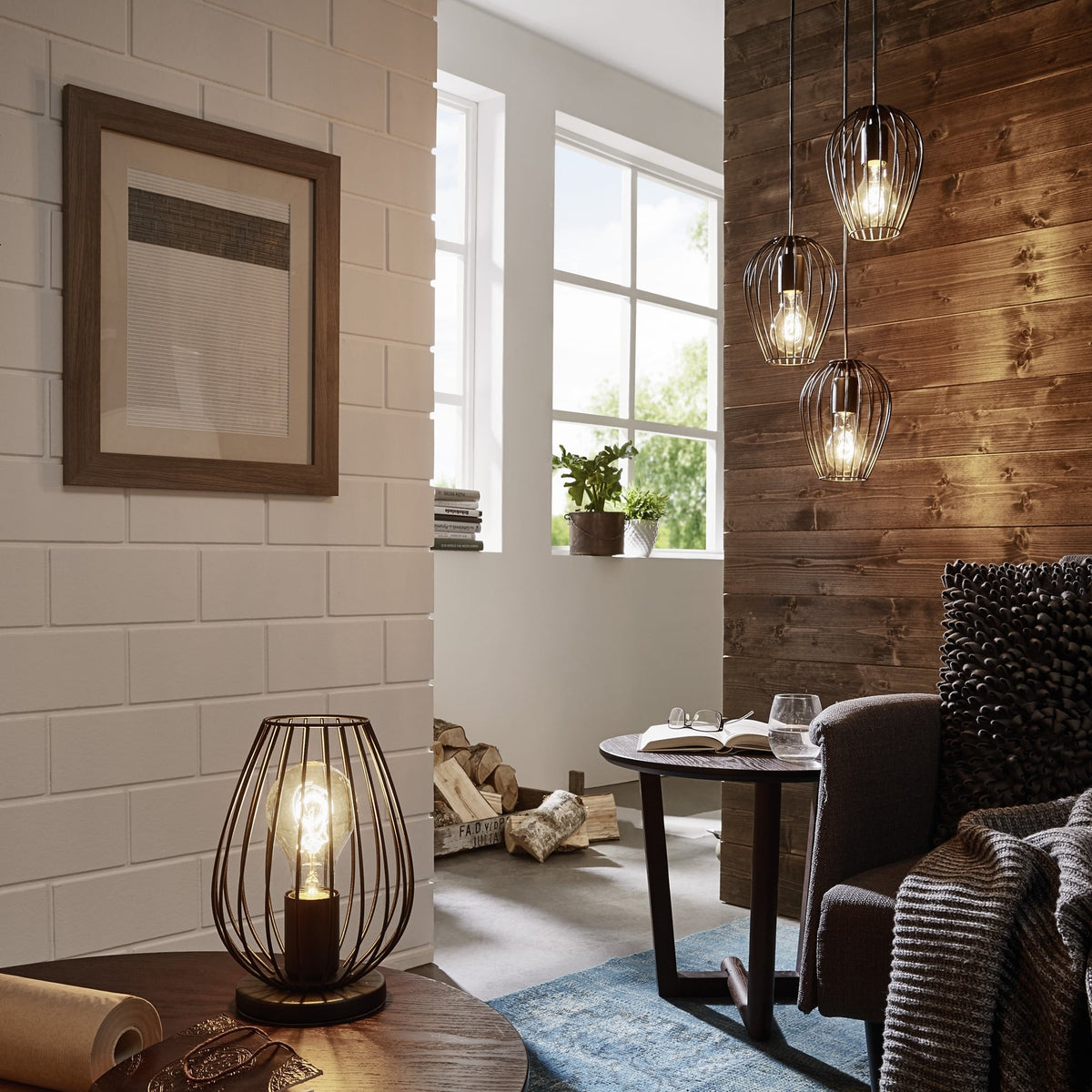 Black Newtown Large Breakfast Bar Cage Pendant Light