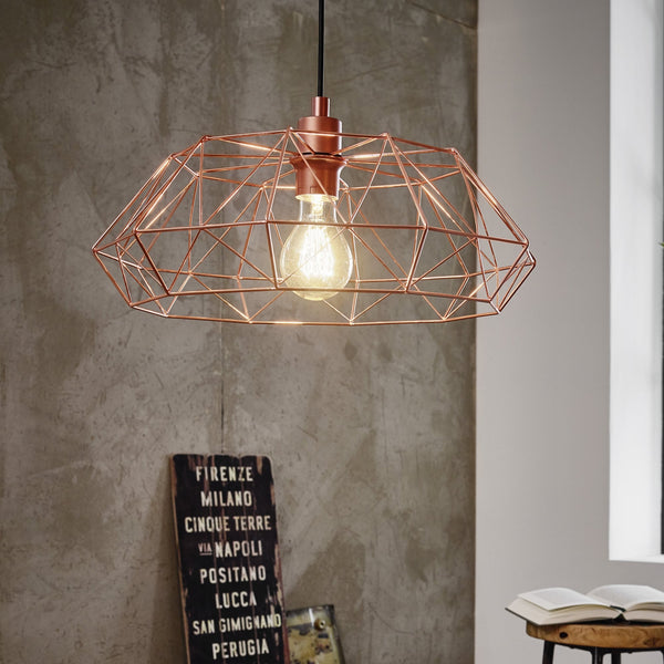 Carlton 2 Copper Coloured Cage Pendant Light