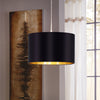 Maserlo Small Black and Gold Fabric Shade Pendant