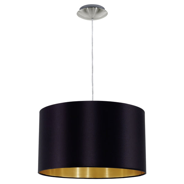 Maserlo Small Black and Gold Fabric Shade Pendant