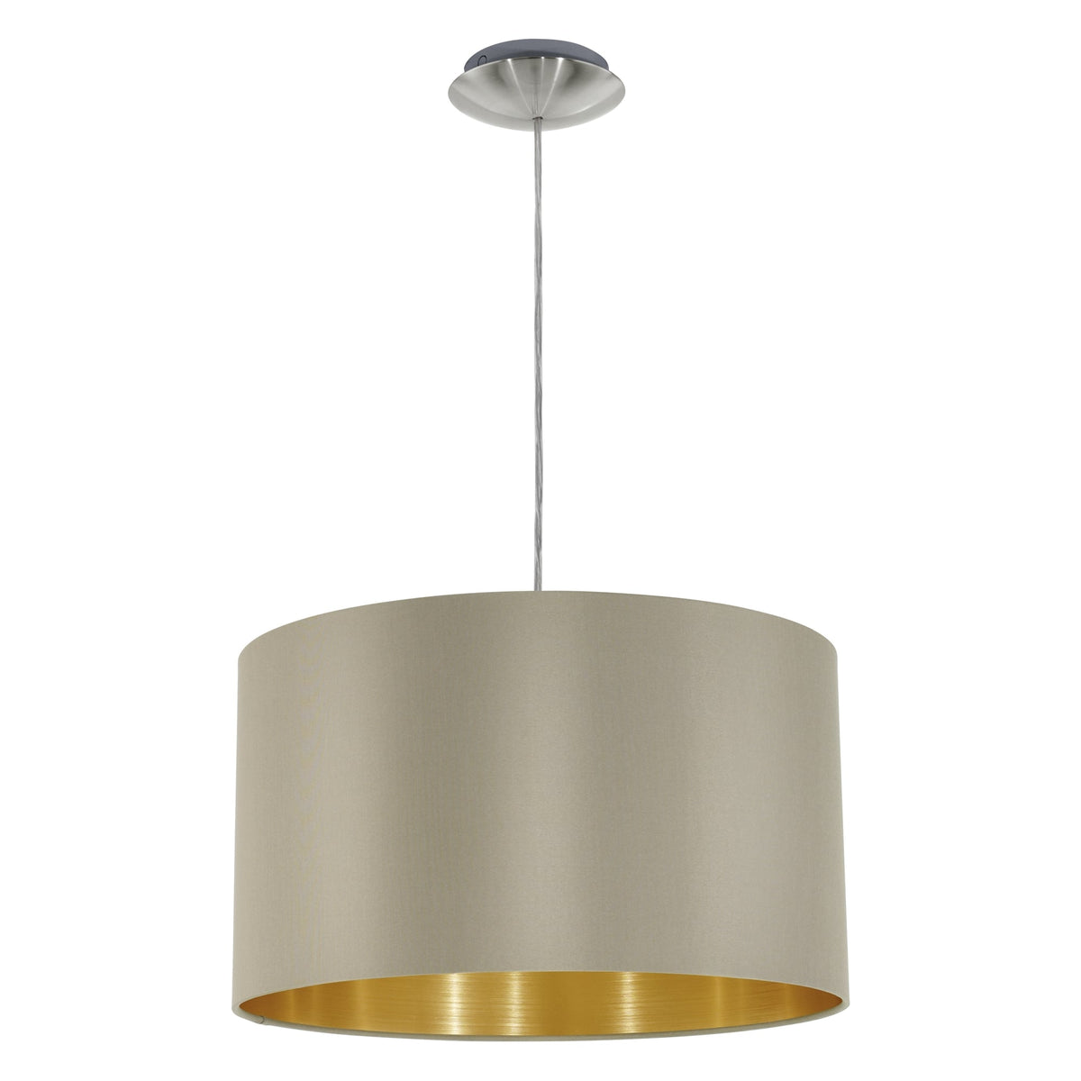 Maserlo Small Taupe and Gold Fabric Pendant Light