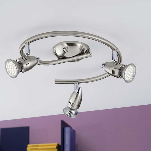 Magnum LED Triple Bar Spotlight in Nickel and Chrome