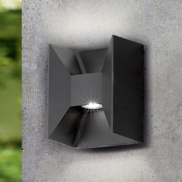 Morino Black Cube LED Up and Down Wall Light