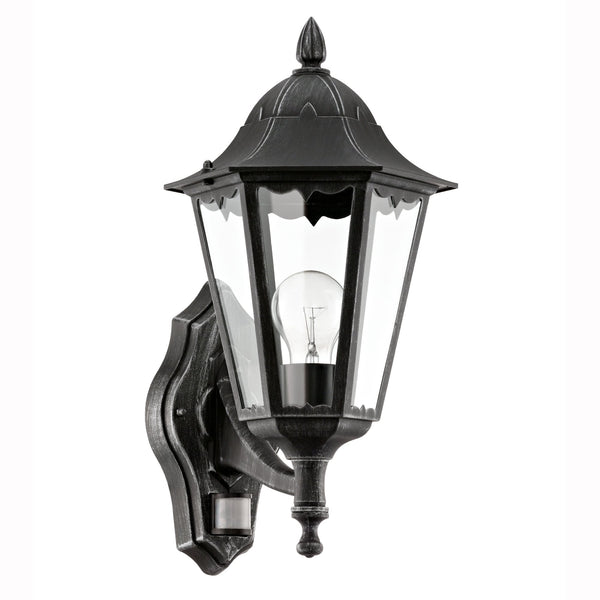 Navedo PIR Black IP44 Exterior Cast Aluminium Up Wall Light