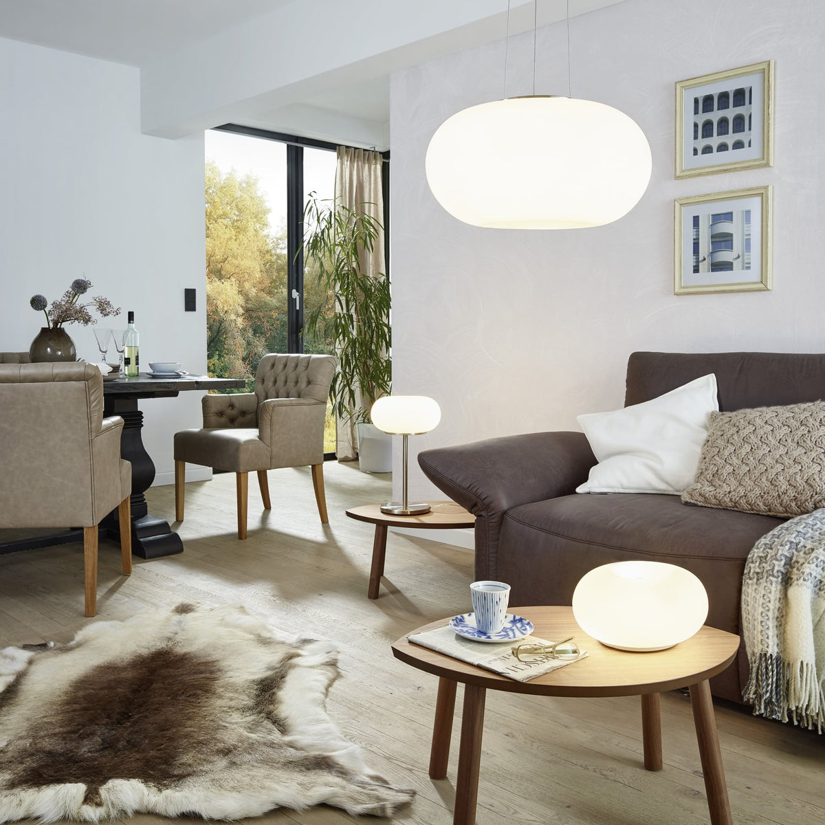 Optica Small Opal White Glass Globe Ceiling Light