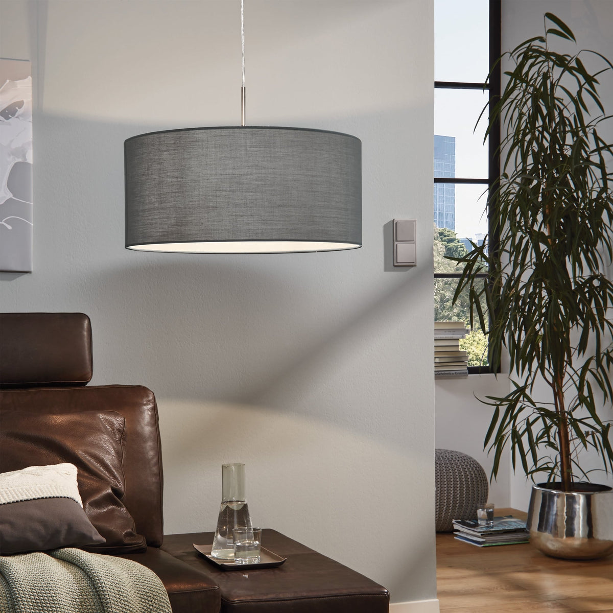 Pasteri Large Grey Fabric Pendant Light