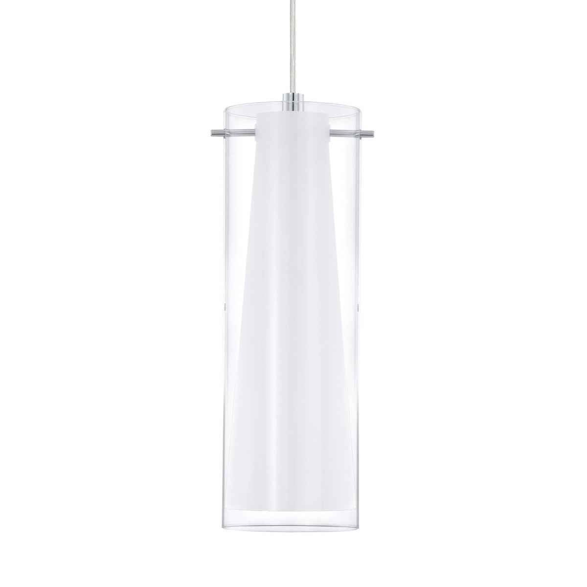 Pinto Single Drop Transparent and White Glass Pendant