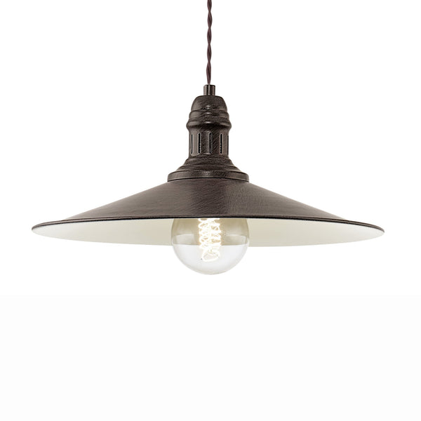 Stockbury Large Pendant Light in Antique Brown and Cream