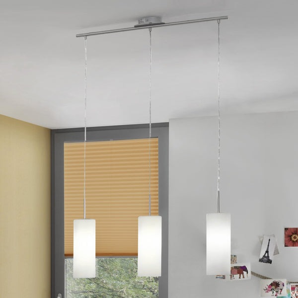 Troy 3 Triple Drop White Satinated Glass Pendant Light
