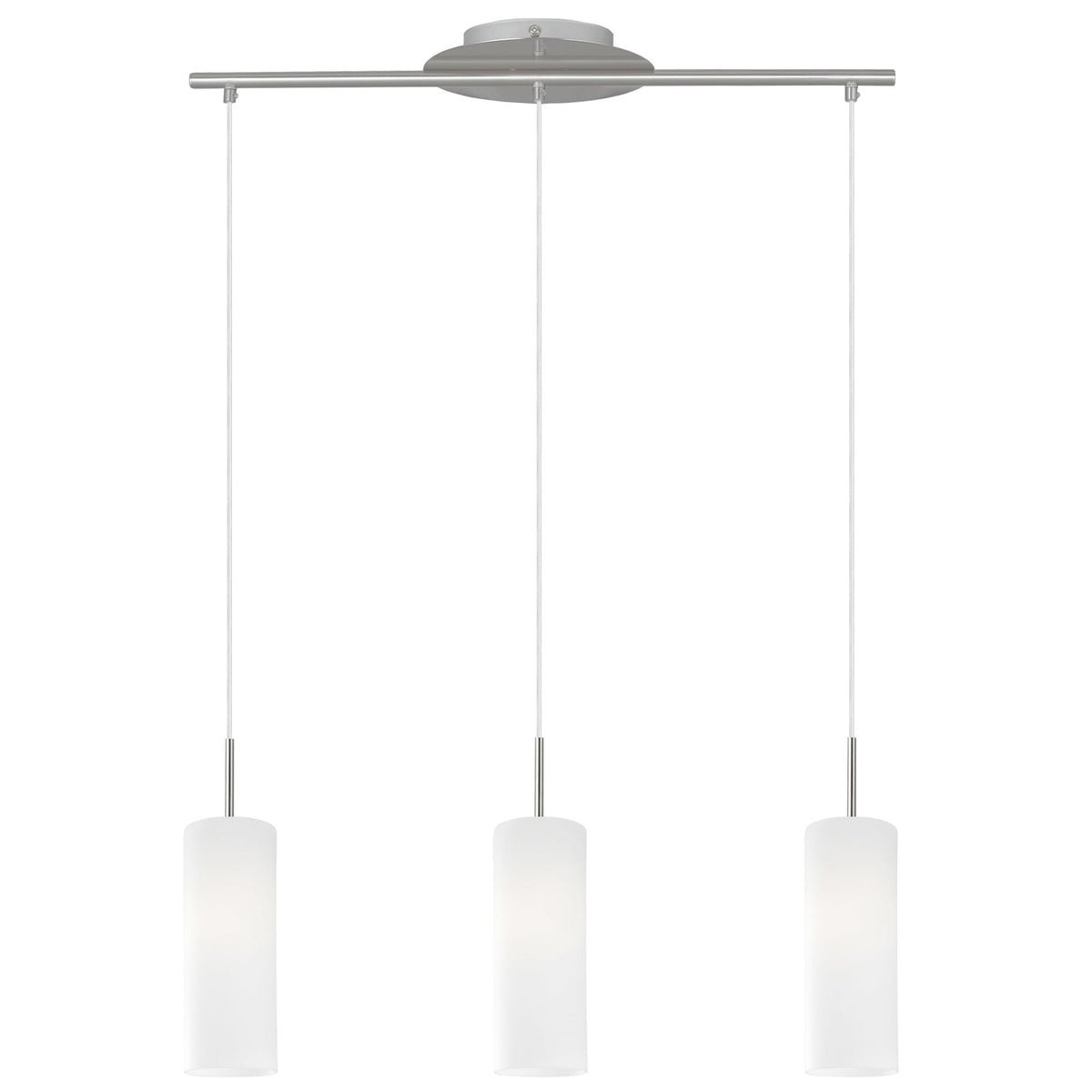 Troy 3 Triple Drop White Satinated Glass Pendant Light