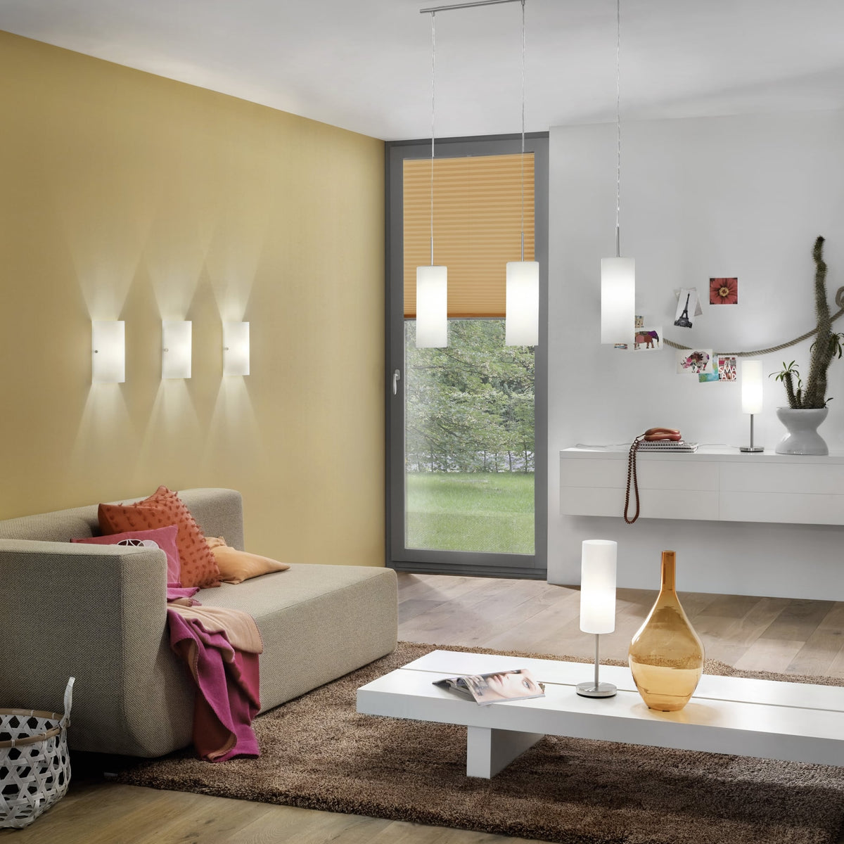 Troy 3 Triple Drop White Satinated Glass Pendant Light
