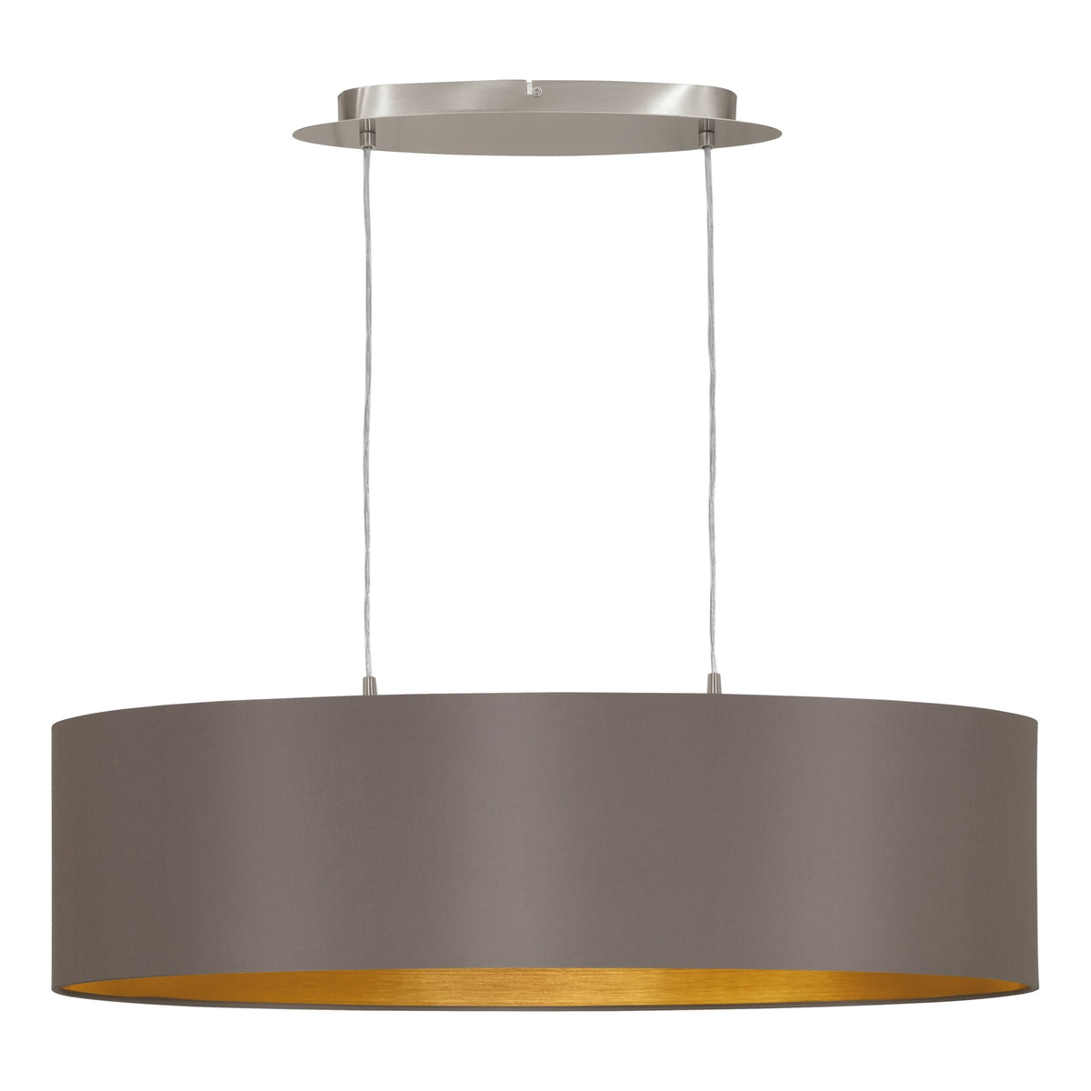 Maserlo Oval Cappucino and Gold Fabric Pendant Light