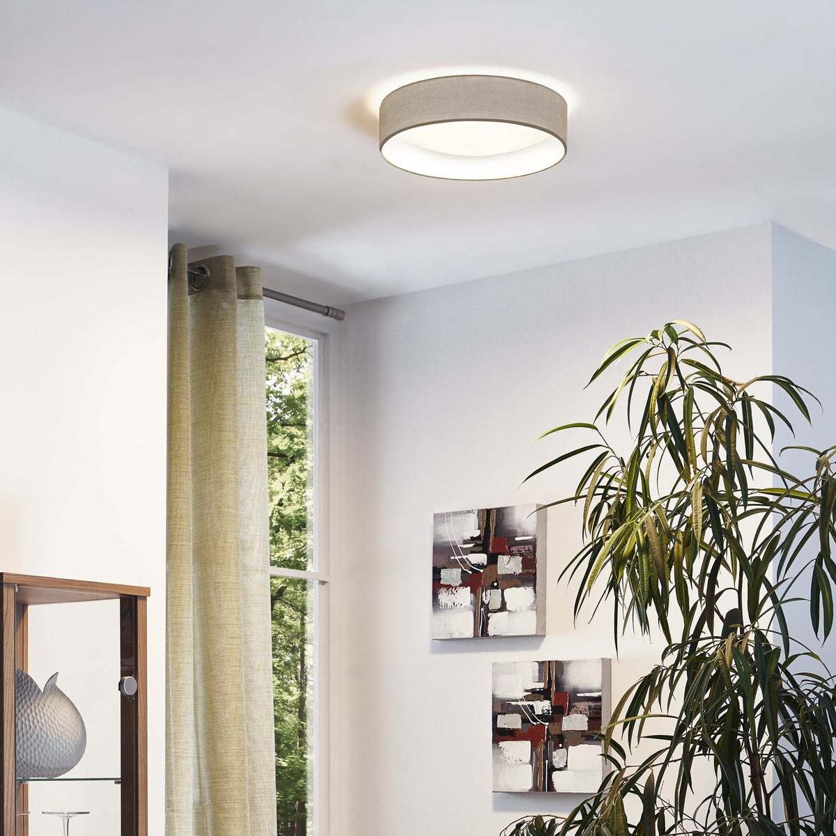 Pasteri LED Taupe Fabric Ceiling Light