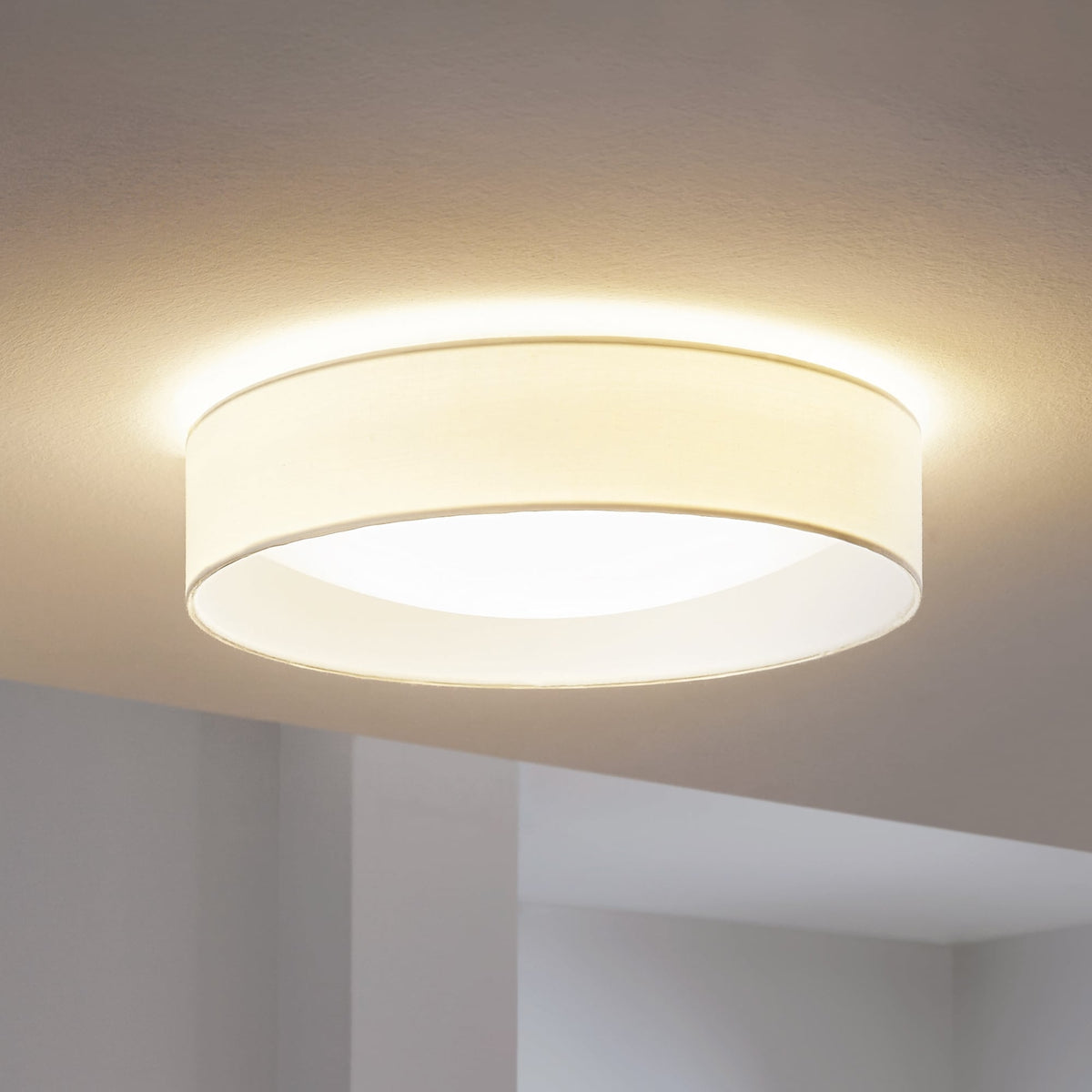 Pasteri LED White Fabric Flush Ceiling Light