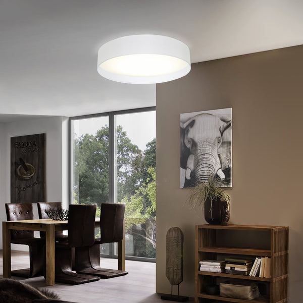 Pasteri LED White Fabric Flush Ceiling Light