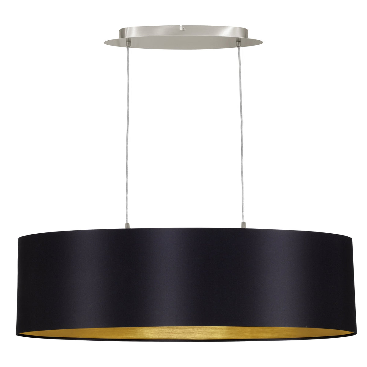 Maserlo Large Oval Black and Gold Fabric Pendant Light