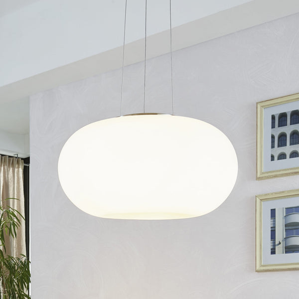 Optica Medium Opal White Glass Globe Pendant