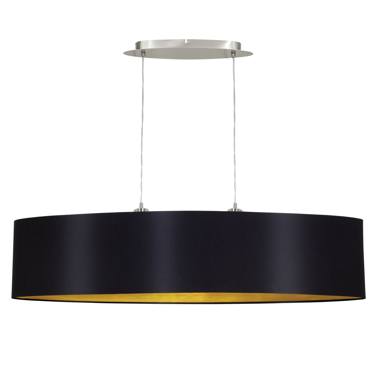 Maserlo Large 100cm Oval Black and Gold Fabric Pendant Light
