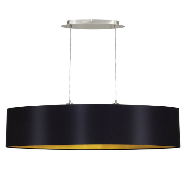 Maserlo Large 100cm Oval Black and Gold Fabric Pendant Light
