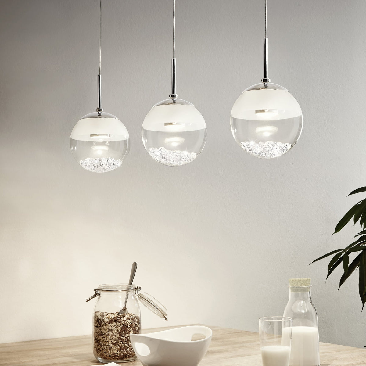 Montefio 1 LED Crystal Triple Globe Bar Pendant Light