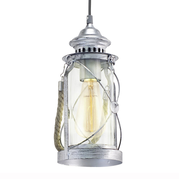 Bradford Antique Silver Lantern Style Pendant Light