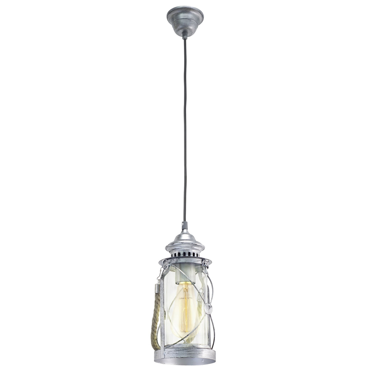 Bradford Antique Silver Lantern Style Pendant Light