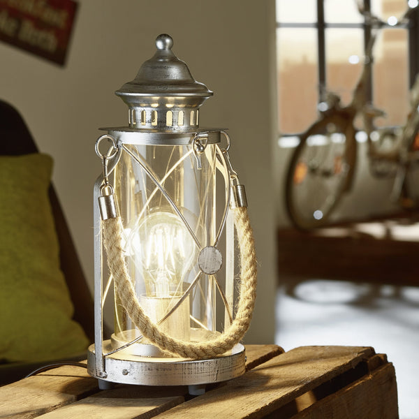 Bradford Antique Silver Rope Lantern Style Table Lamp