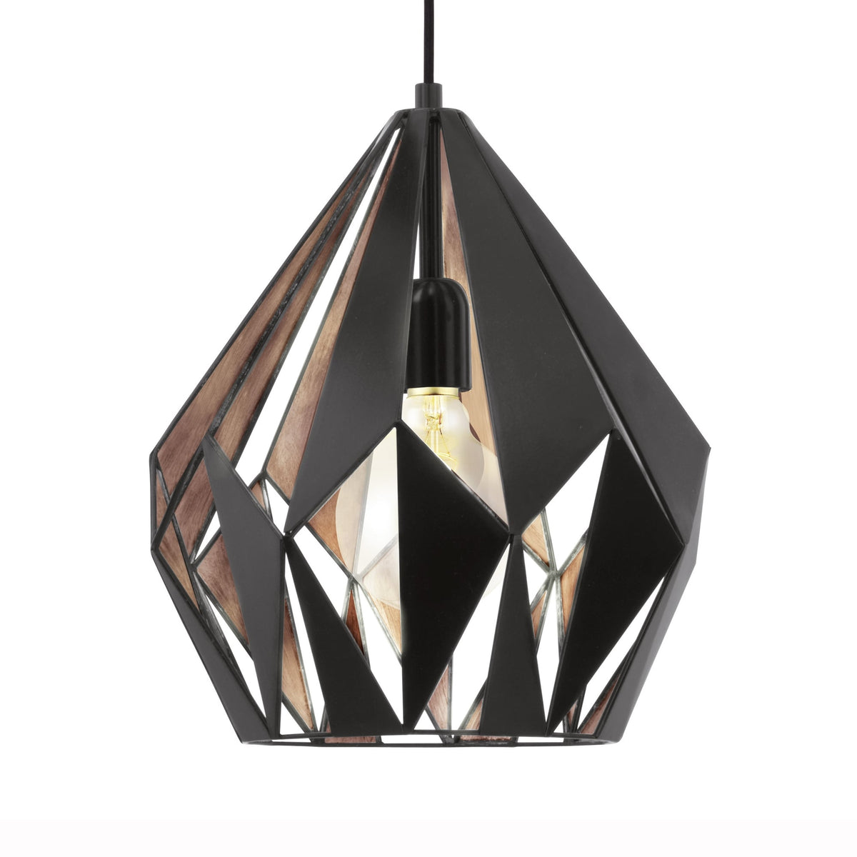 Carlton 1 310mm Black and Copper Open Cage Steel Pendant